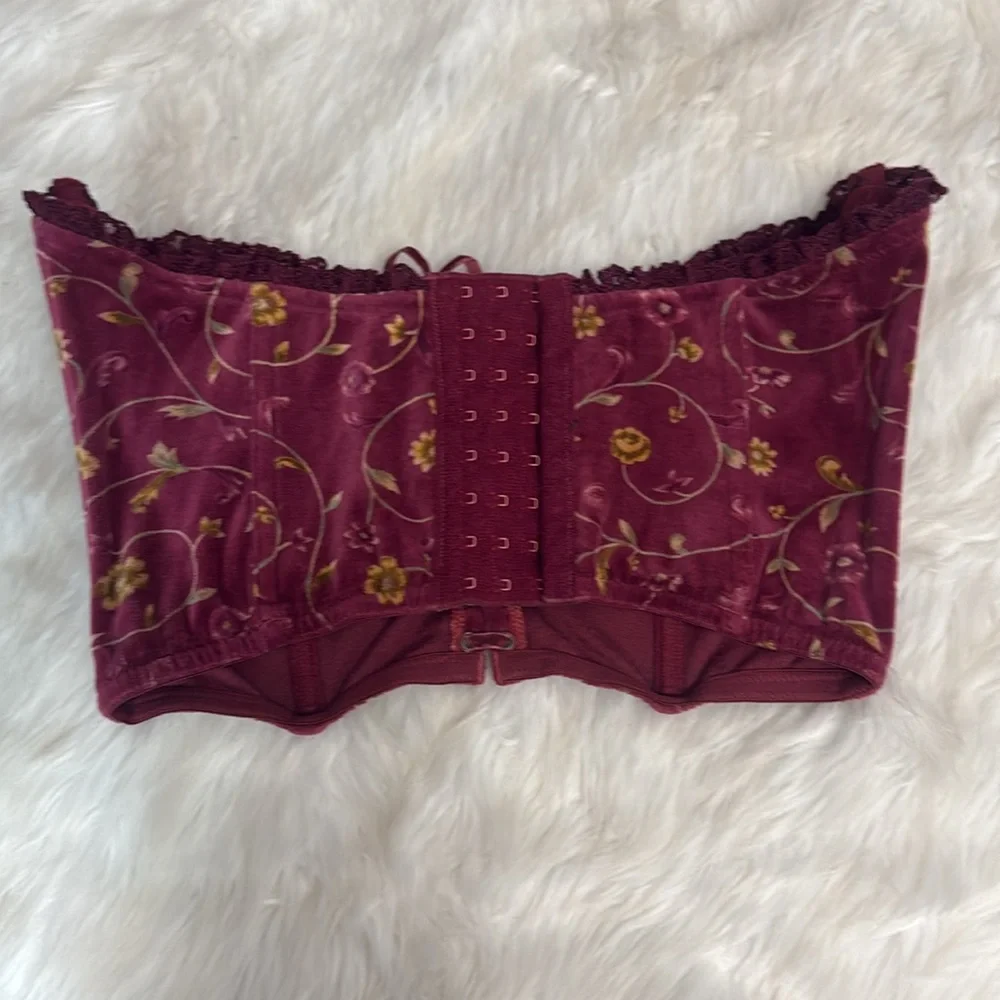 Vintage Victoria’s Secret Velvet Corset Bustier Floral 36B Coquette